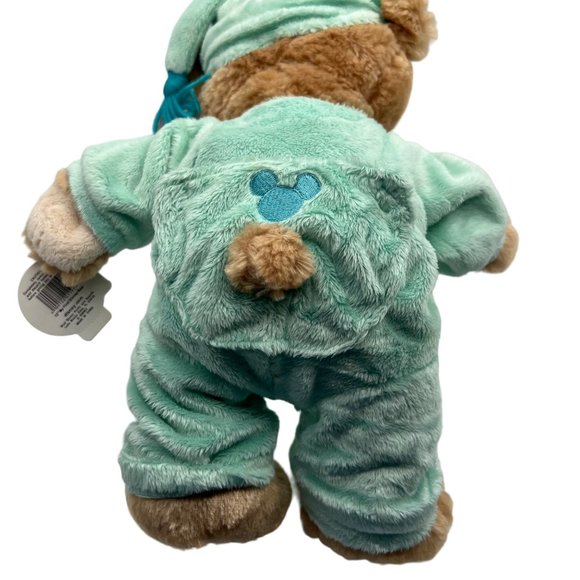 Disney Hidden Mickey Bear My First Plush Pre Duffy Disney Parks Green PJs Teddy - Picture 13 of 16
